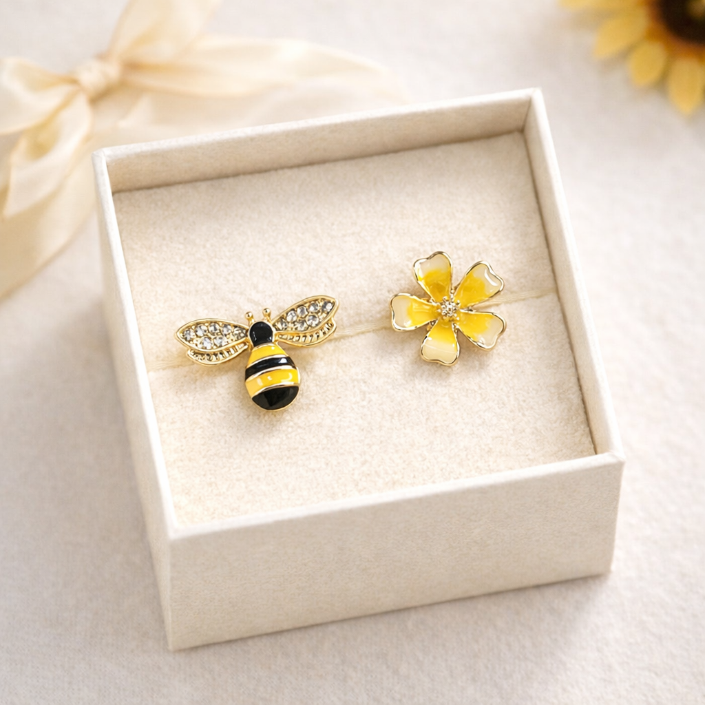 Bee & Flower Earrings Ethical Earth Store