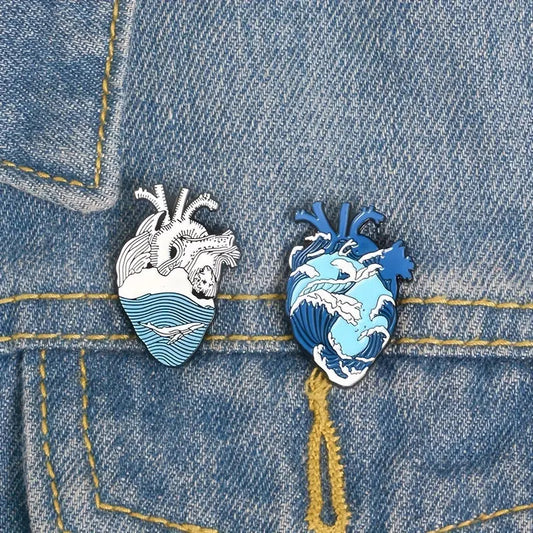 Ocean Anatomical Heart Pin Set Ethical Earth Store