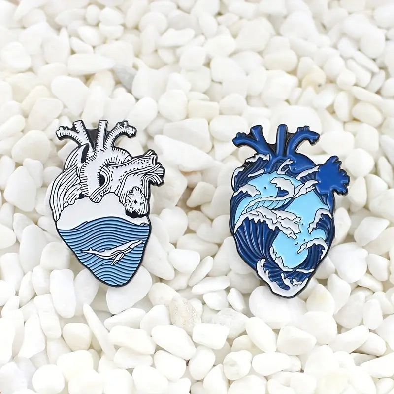 Ocean Anatomical Heart Pin Set Ethical Earth Store