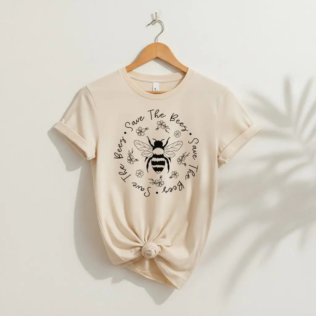 Floral Save The Bees T-Shirt Ethical Earth Store