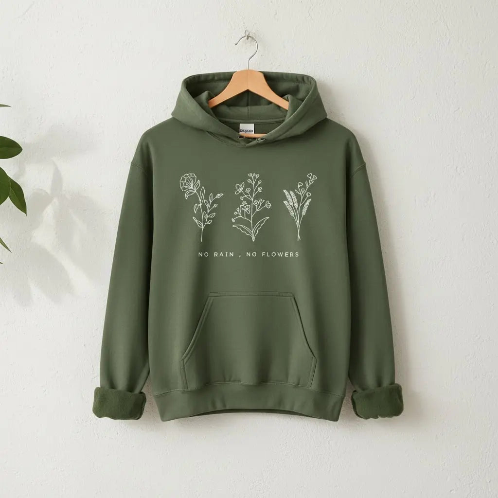 No Rain, No Flowers Hoodie Ethical Earth Store