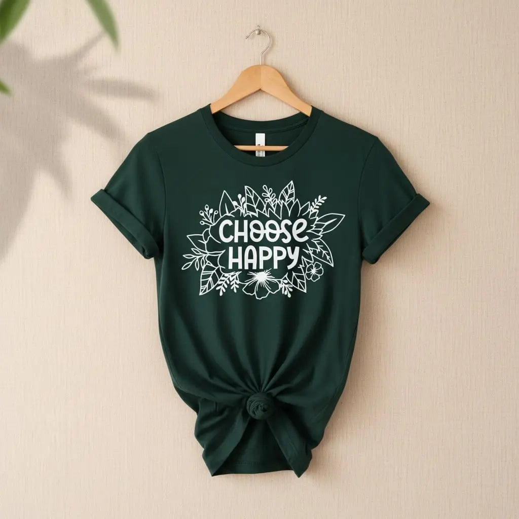 Choose Happy Floral T-Shirt Ethical Earth Store