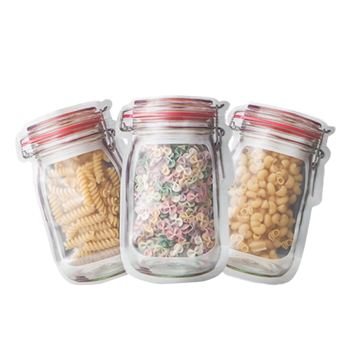 Reusable Mason Bottle Ziplock Bags  Reusable Food Ziplock Bag - 5/10pc Jar  Reusable - Aliexpress