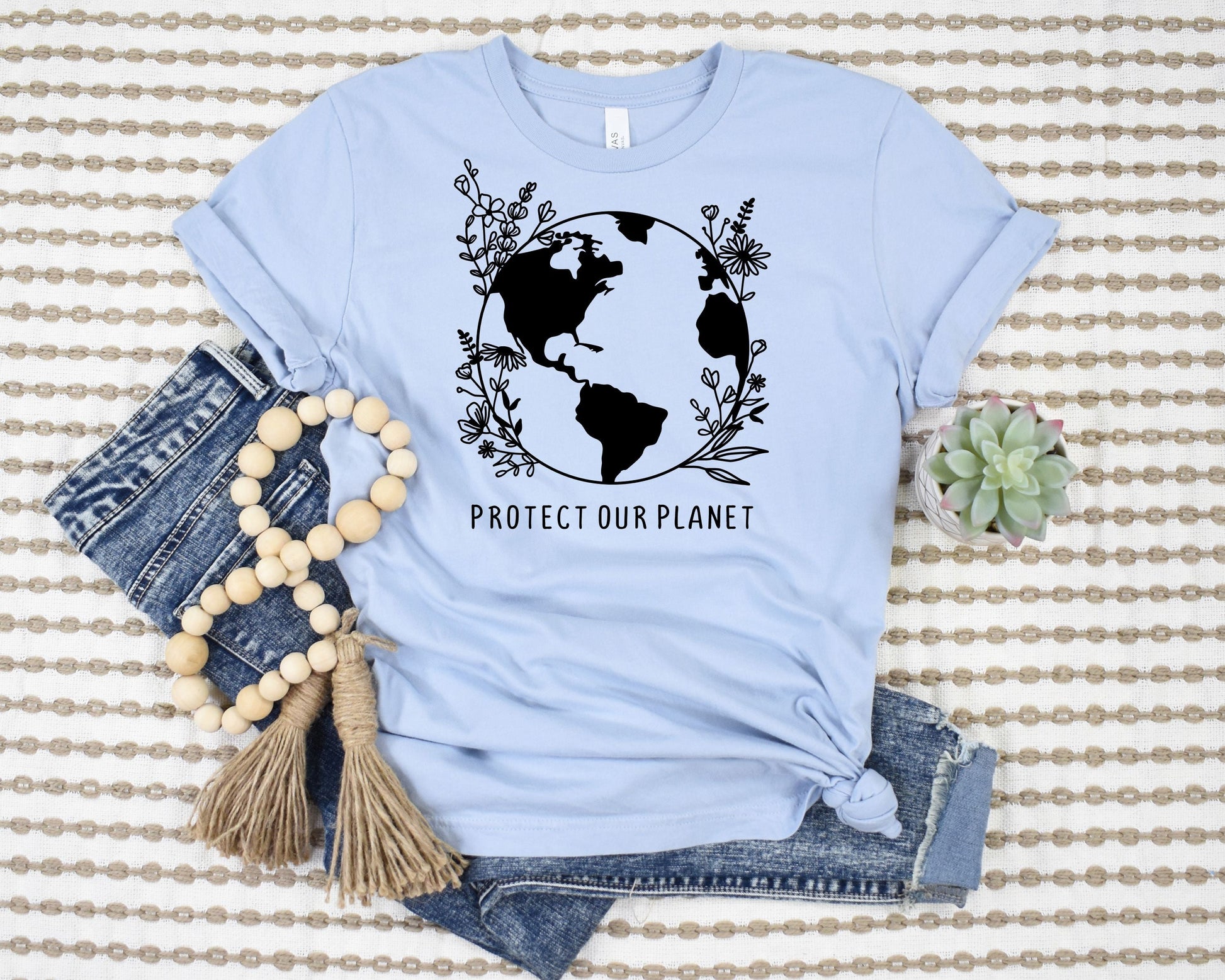 Protect Our Planet Floral T-Shirt Ethical Earth Store