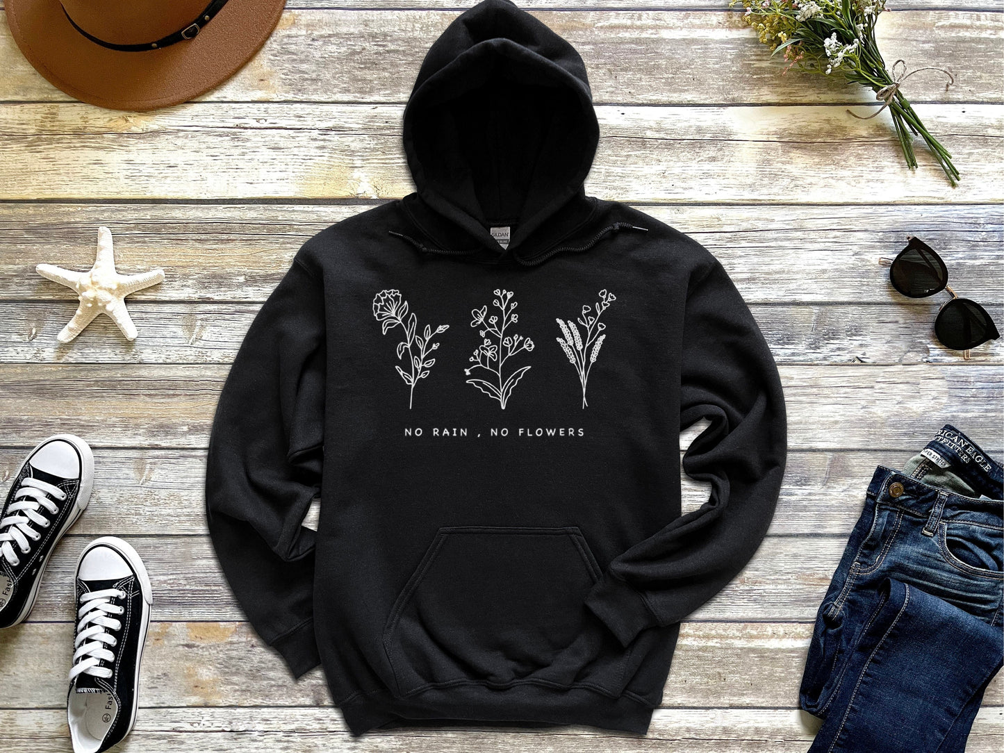 No Rain, No Flowers Hoodie Ethical Earth Store