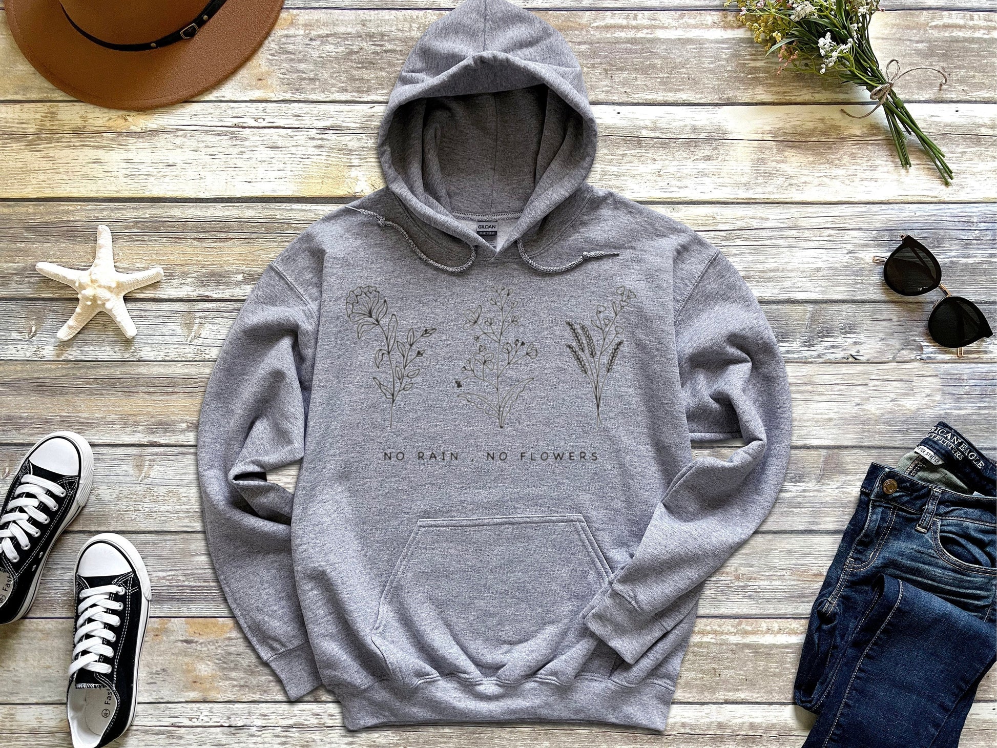 No Rain, No Flowers Hoodie Ethical Earth Store