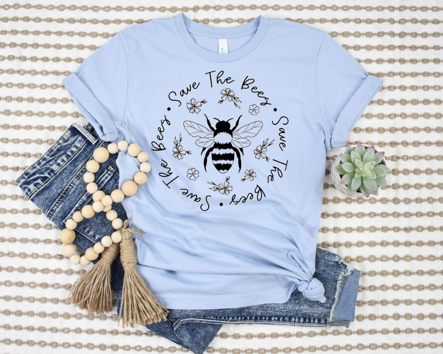 Floral Save The Bees T-Shirt Ethical Earth Store