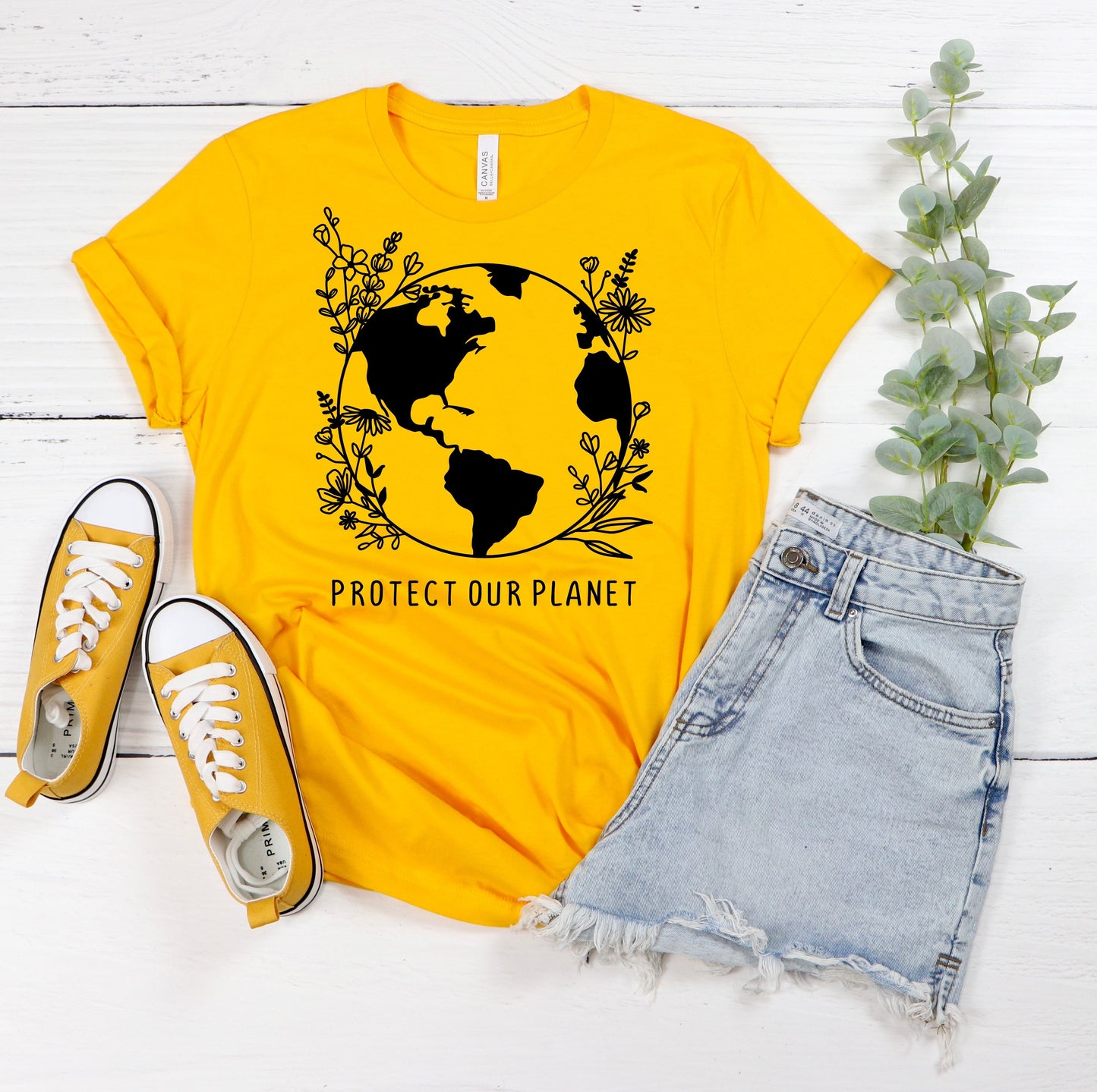 Protect Our Planet Floral T-Shirt Ethical Earth Store