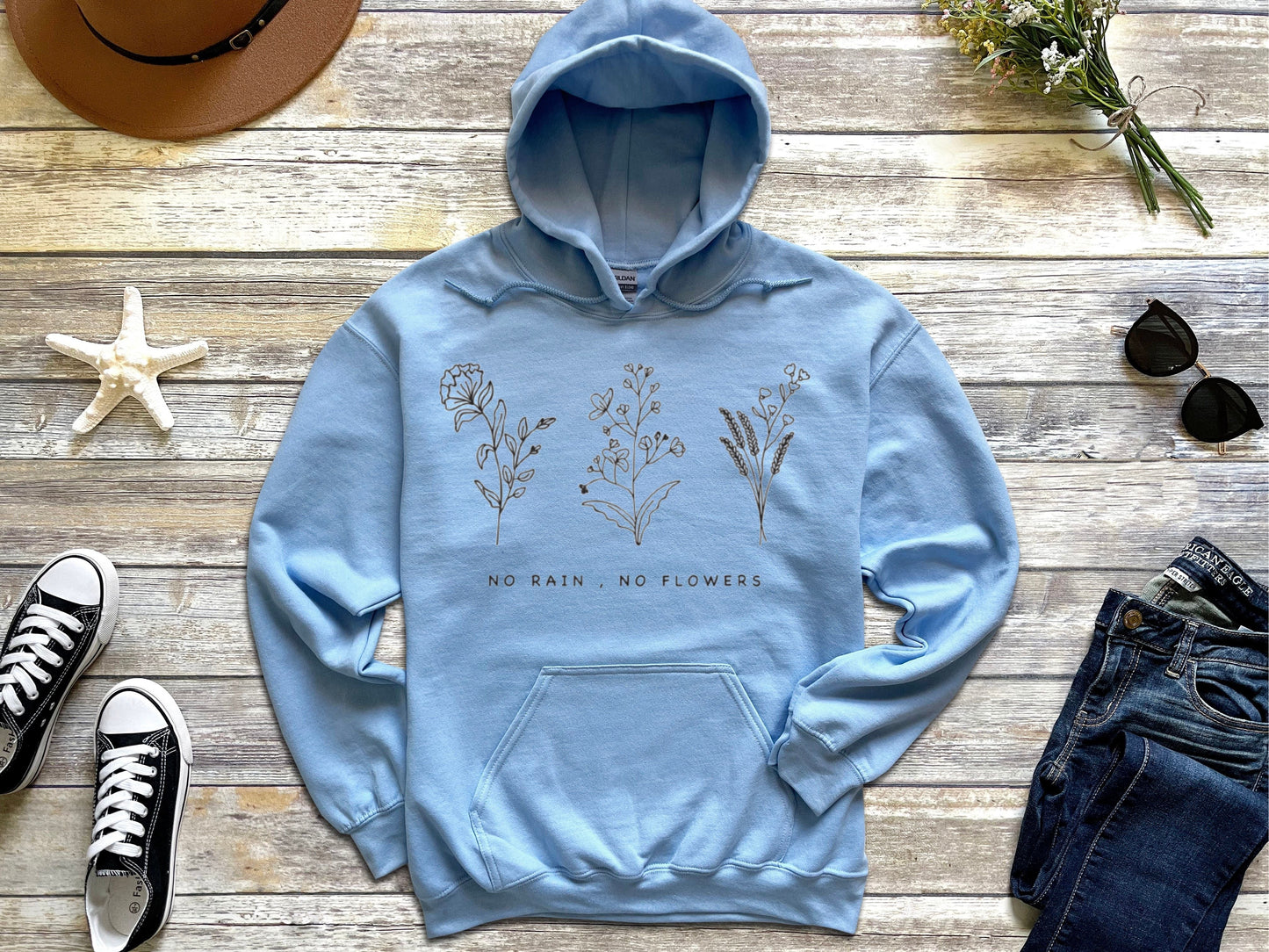 No Rain, No Flowers Hoodie Ethical Earth Store