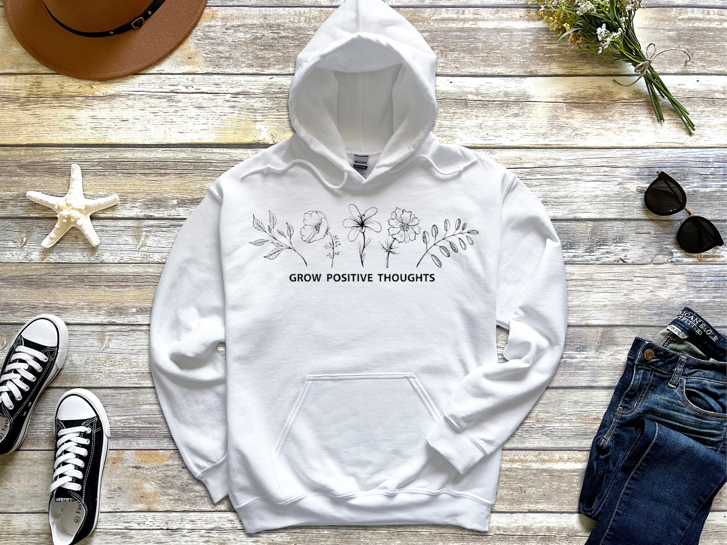 Grow Positive Thoughts Hoodie Ethical Earth Store