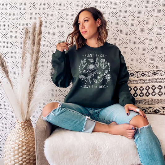 Plant These, Save The Bees Sweatshirt Ethical Earth Store