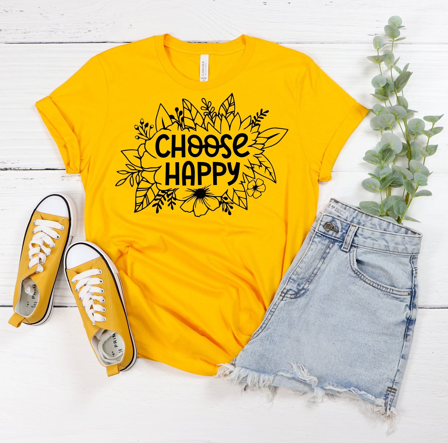 Choose Happy Floral T-Shirt Ethical Earth Store