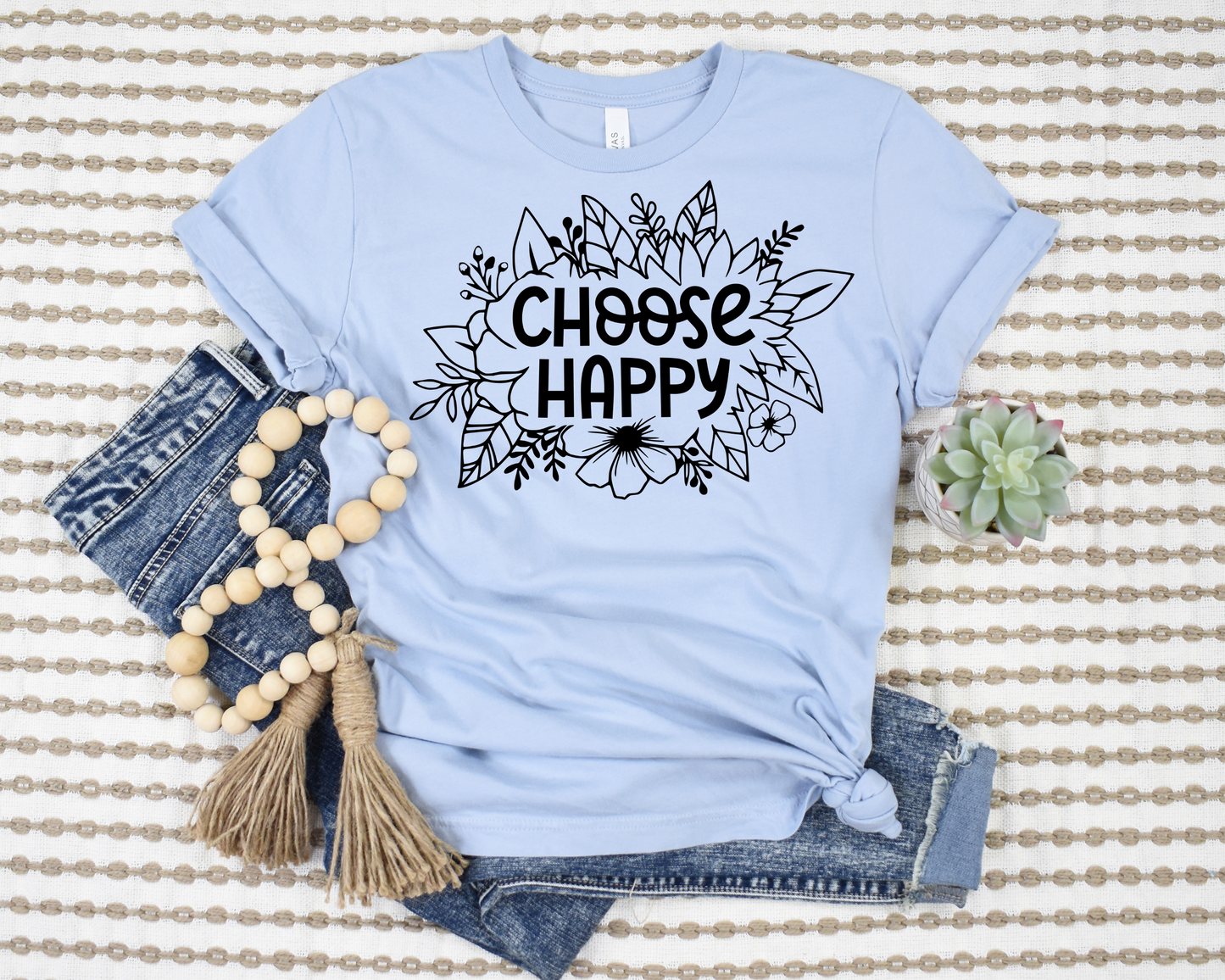 Choose Happy Floral T-Shirt Ethical Earth Store