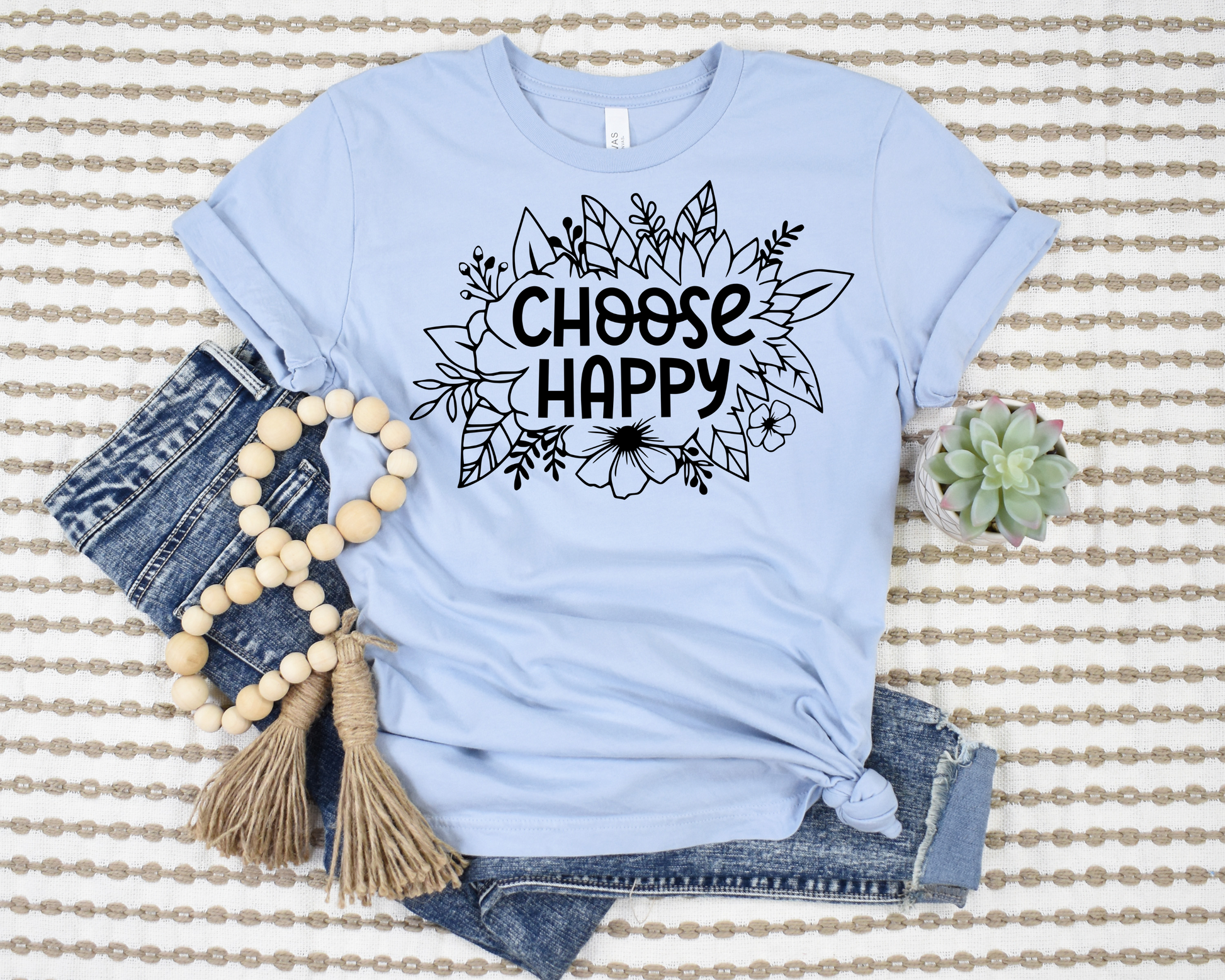 Choose Happy Floral T-Shirt Ethical Earth Store