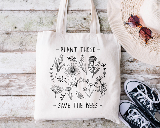 Plant These, Save The Bees Reusable Bag Ethical Earth Store
