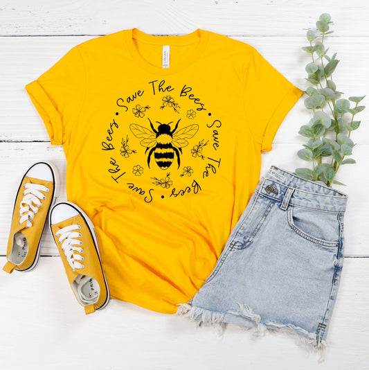 Floral Save The Bees T-Shirt Ethical Earth Store