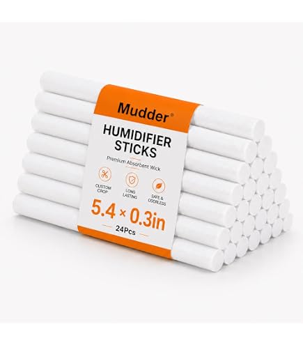 Pack of 24 white replacement wicks for an oil diffuser or humidifier, approximately 5.4 by 0.3 inches