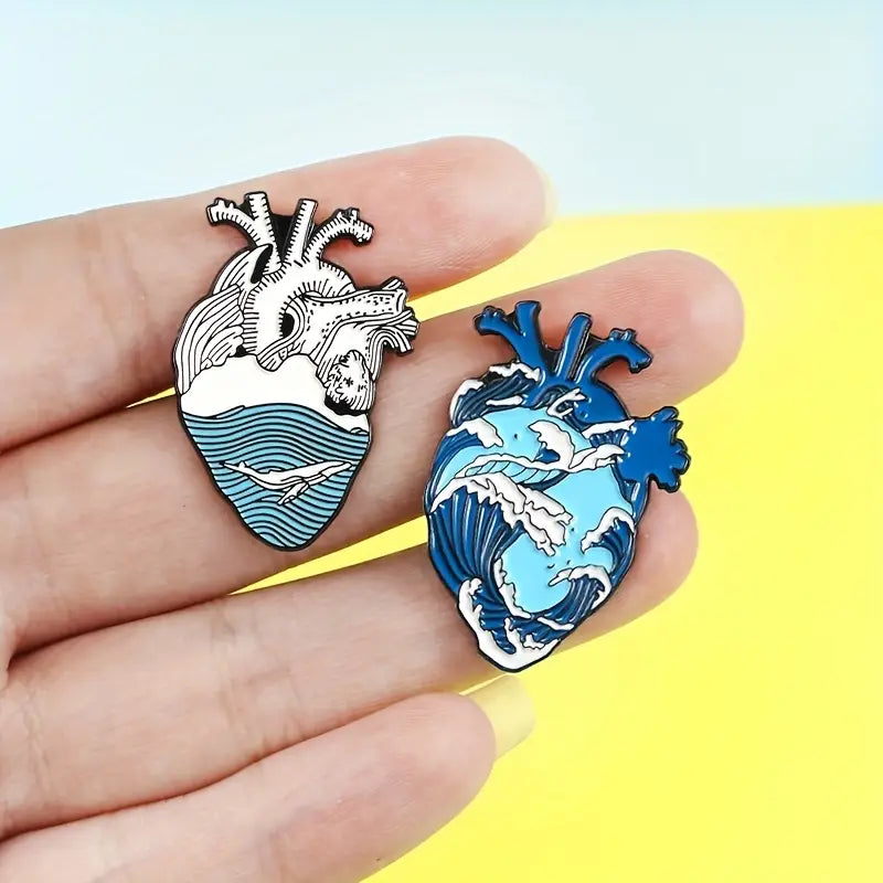 Ocean Anatomical Heart Pin Set