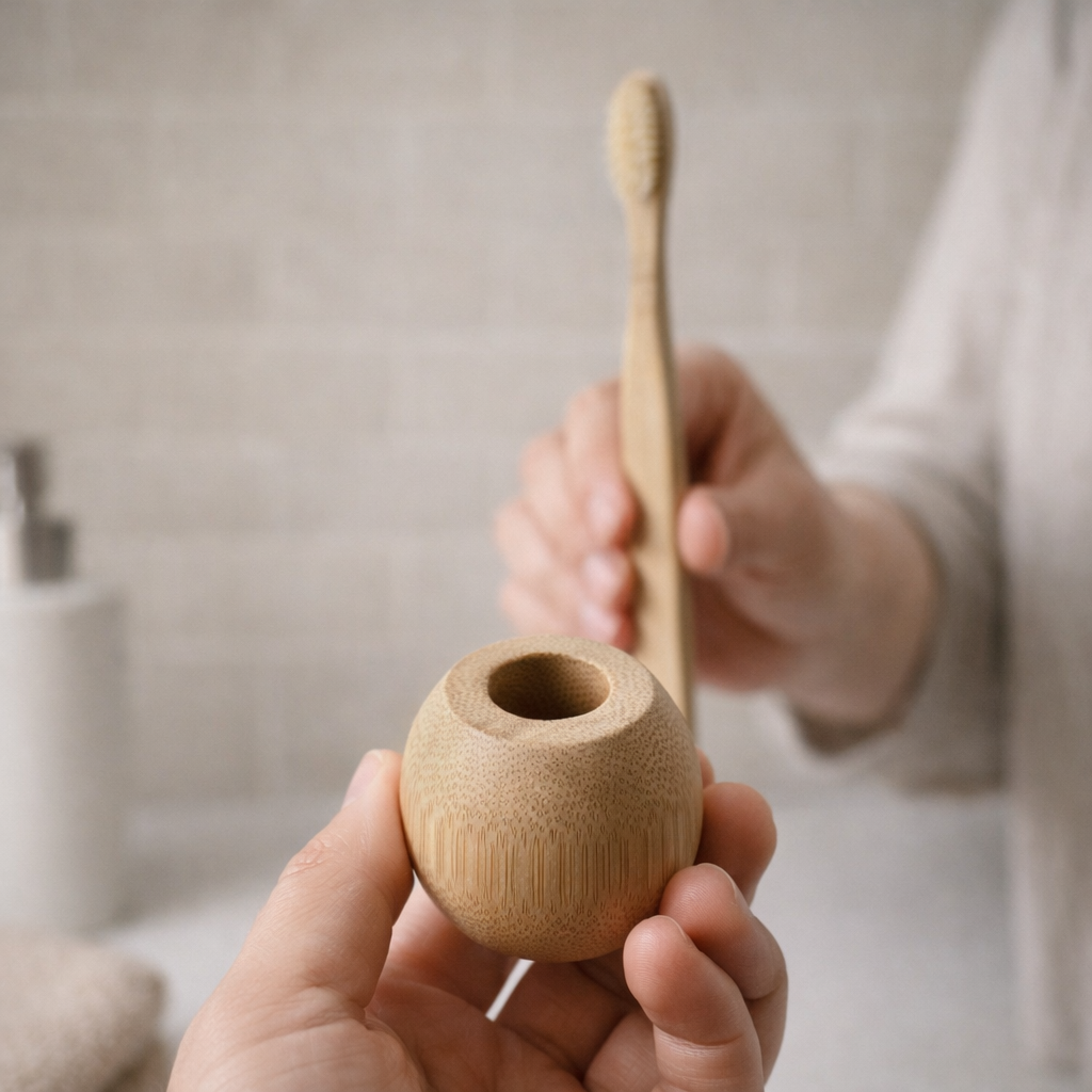 Natural Bamboo Toothbrush Stand
