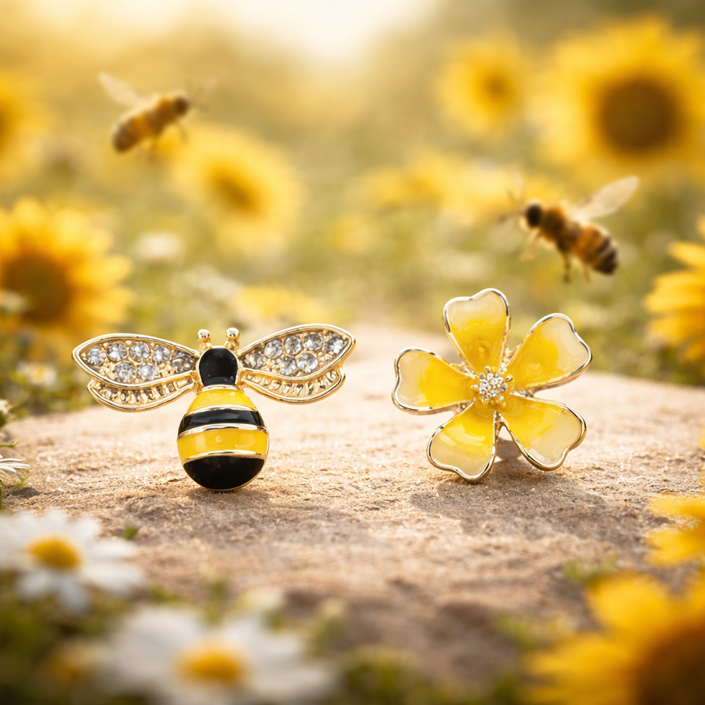 Bee & Flower Earrings Ethical Earth Store