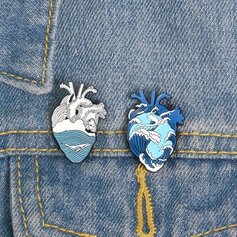 Ocean Anatomical Heart Pin Set