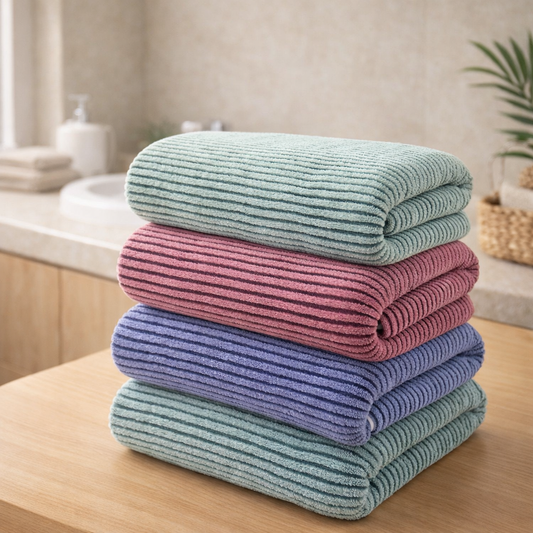 Striped Bamboo Bath Towel Ethical Earth Store