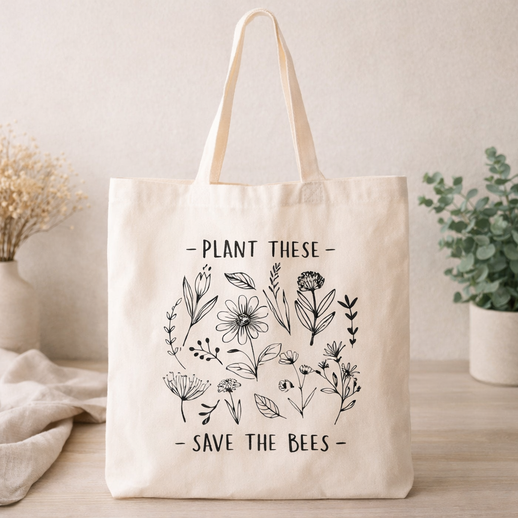 Plant These, Save The Bees Reusable Bag