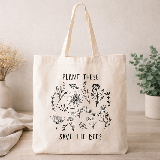 Plant These, Save The Bees Reusable Bag