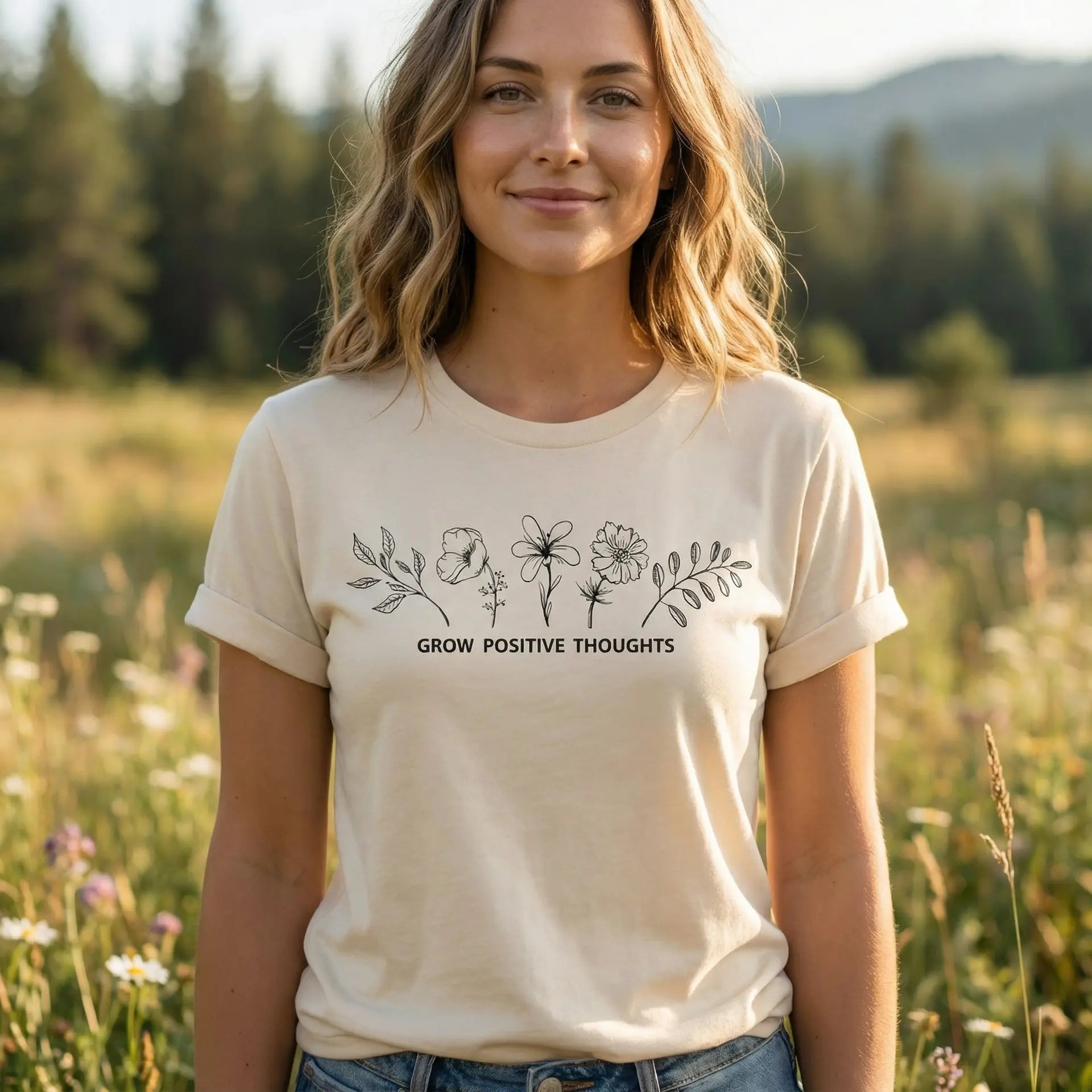 Grow Positive Thoughts T-Shirt Ethical Earth Store