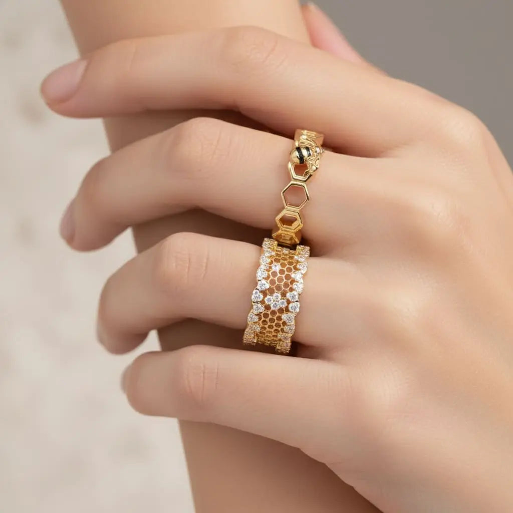 Golden Honeycomb Ring Ethical Earth Store