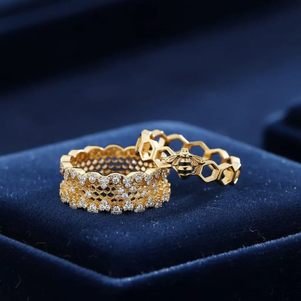 Golden Honeycomb Ring Ethical Earth Store