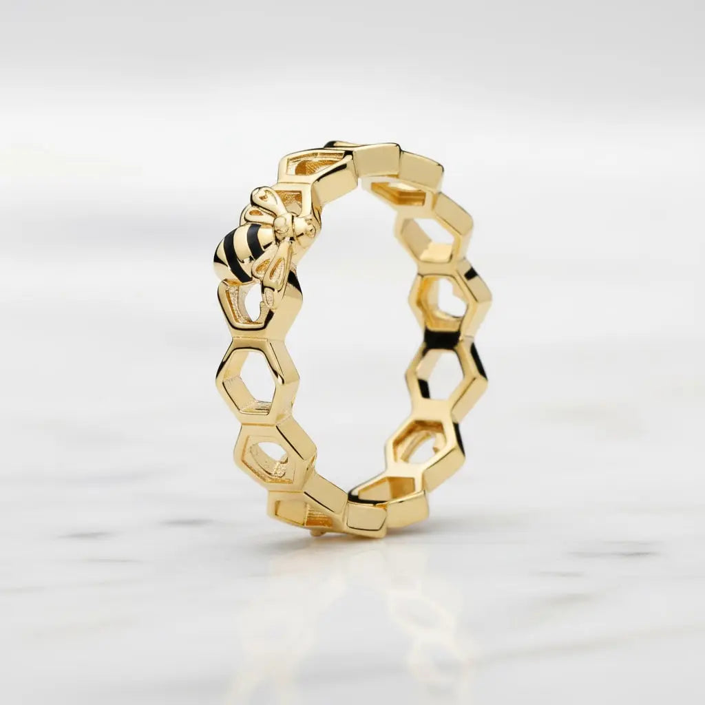 Golden Honeycomb Ring Ethical Earth Store