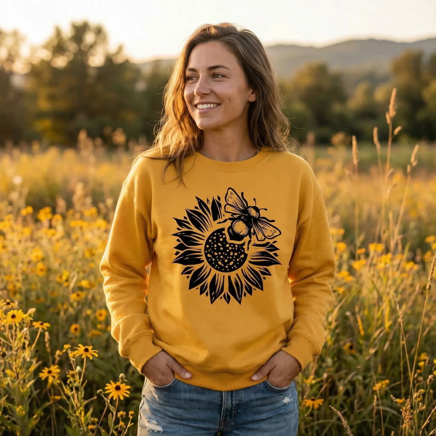 Bee & Sunflower Sweatshirt Ethical Earth Store