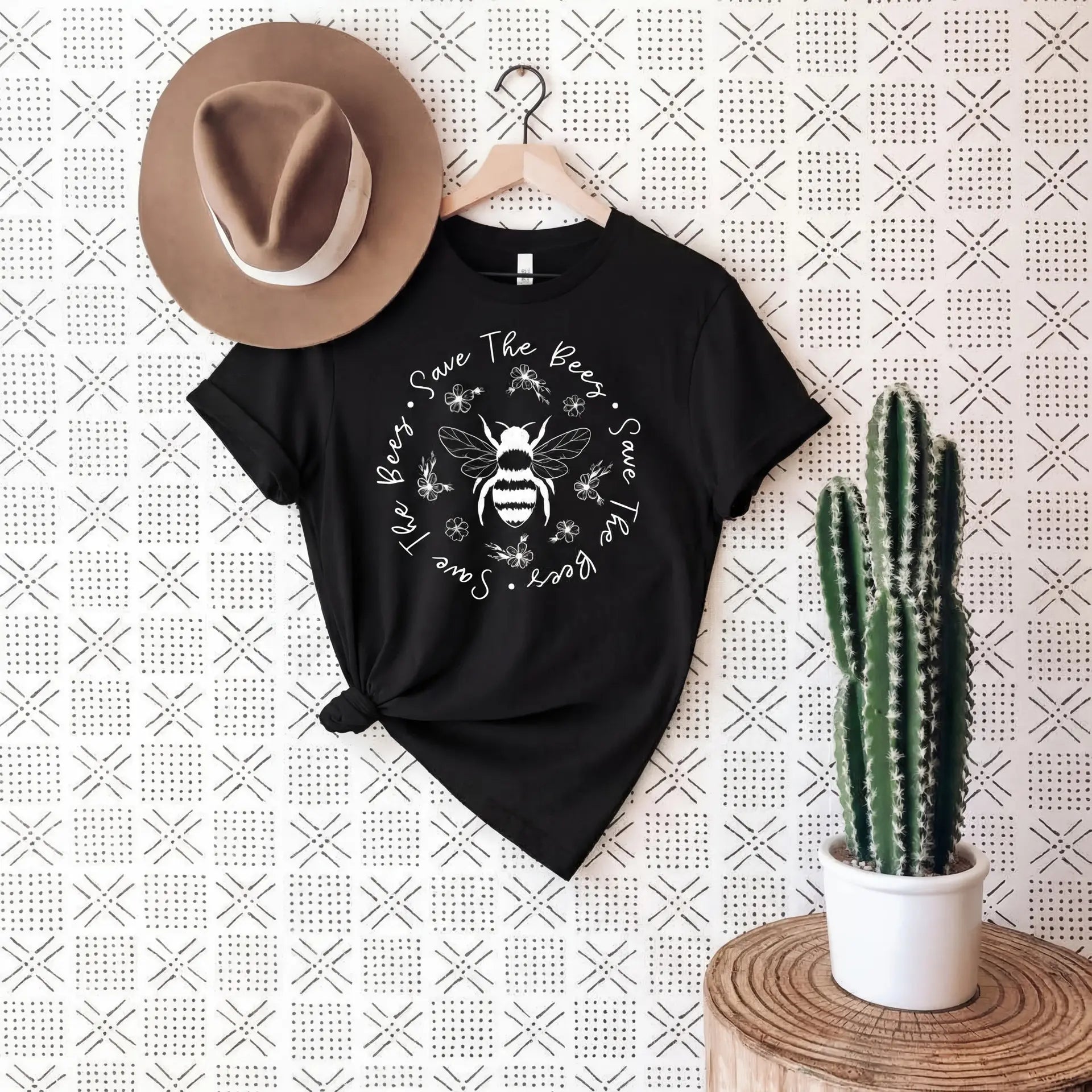 Floral Save The Bees T-Shirt Ethical Earth Store