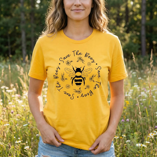 Floral Save The Bees T-Shirt Ethical Earth Store