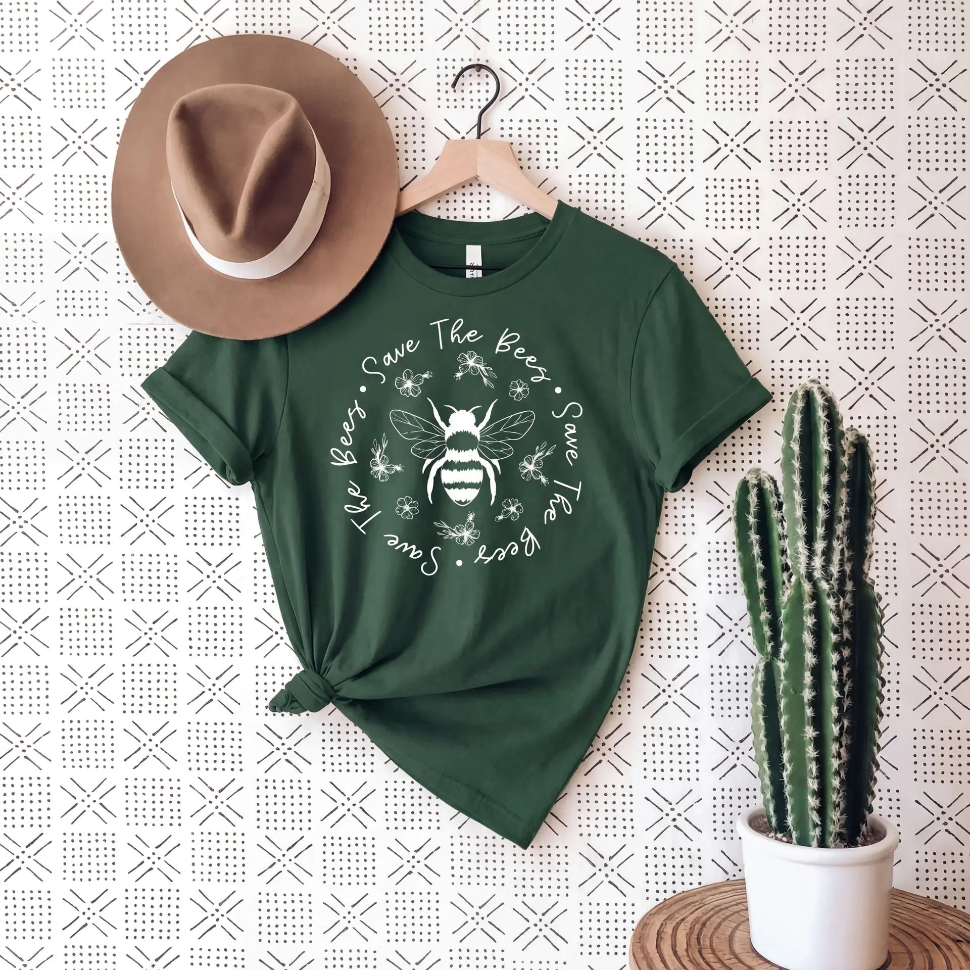 Floral Save The Bees T-Shirt Ethical Earth Store