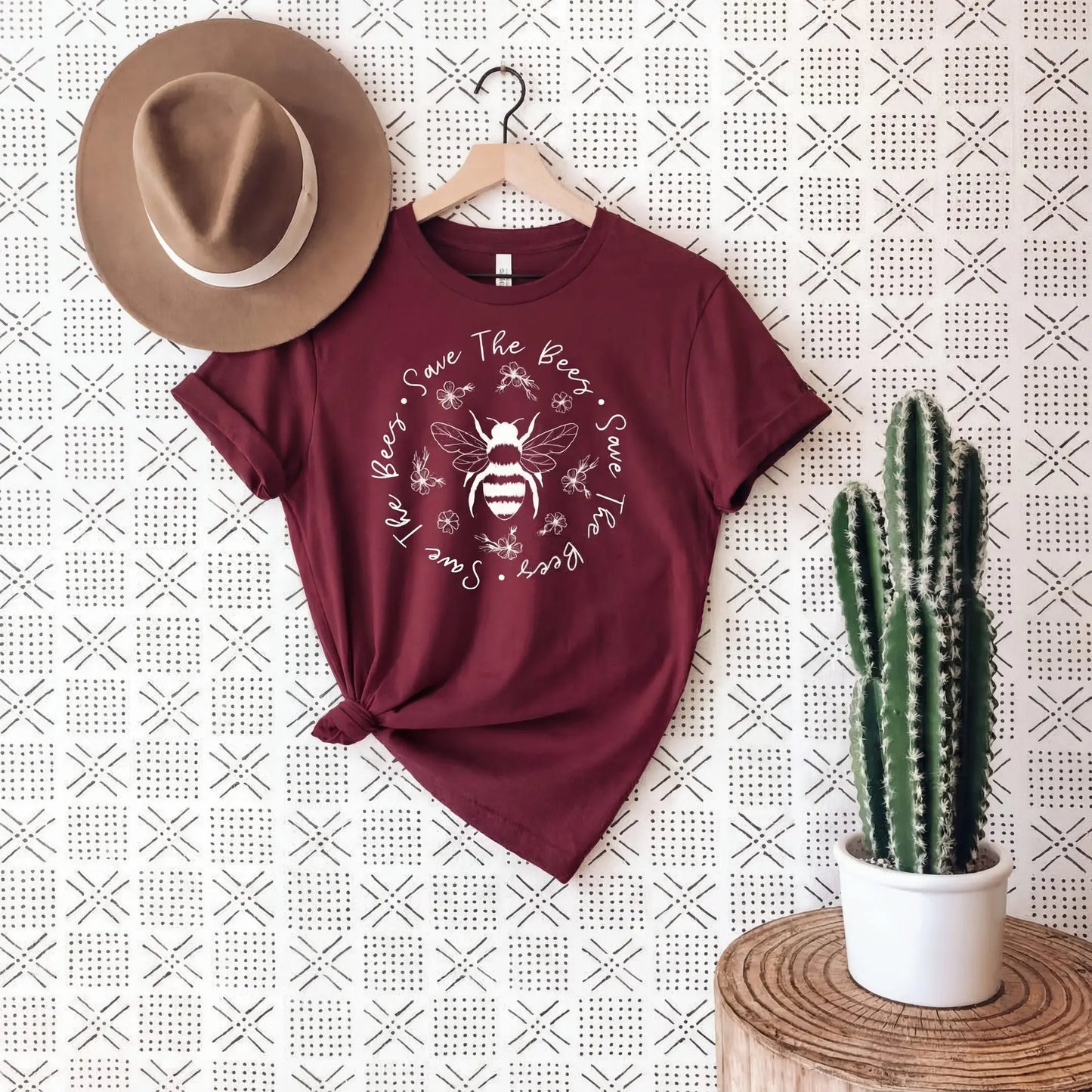 Floral Save The Bees T-Shirt Ethical Earth Store