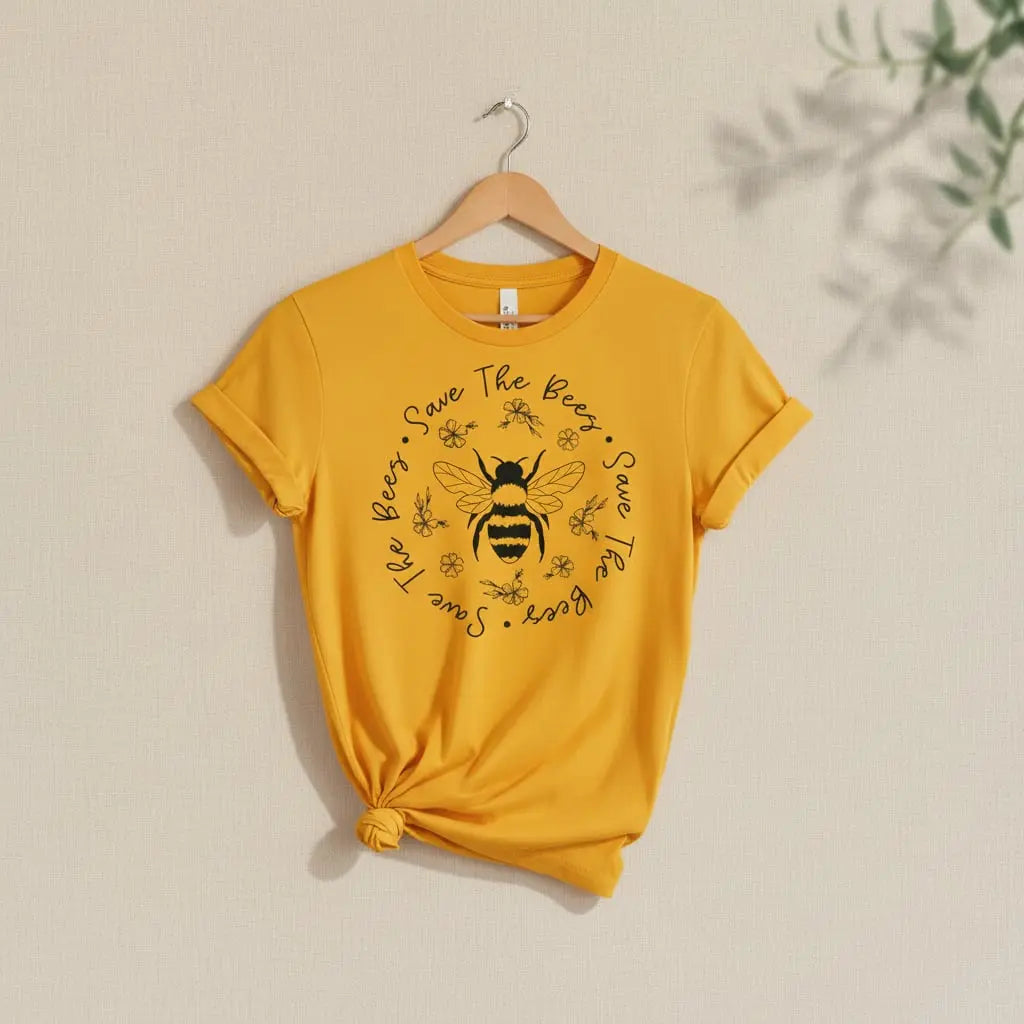 Floral Save The Bees T-Shirt Ethical Earth Store