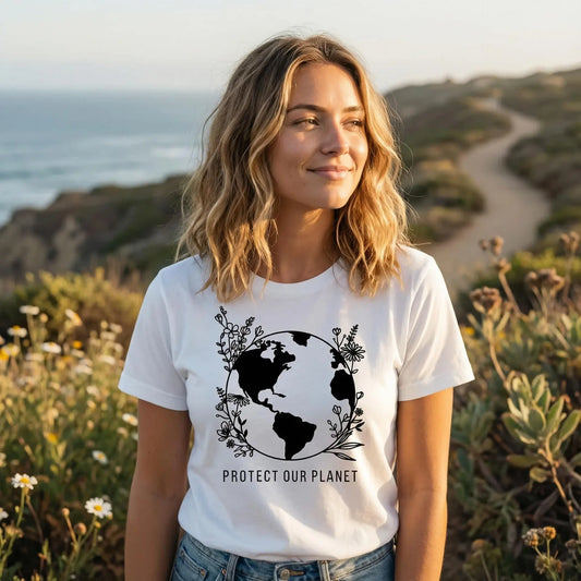 Protect Our Planet Floral T-Shirt Ethical Earth Store