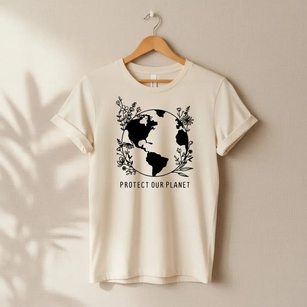 Protect Our Planet Floral T-Shirt Ethical Earth Store