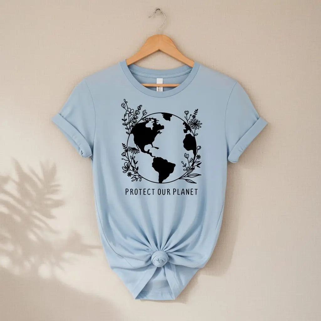 Protect Our Planet Floral T-Shirt Ethical Earth Store