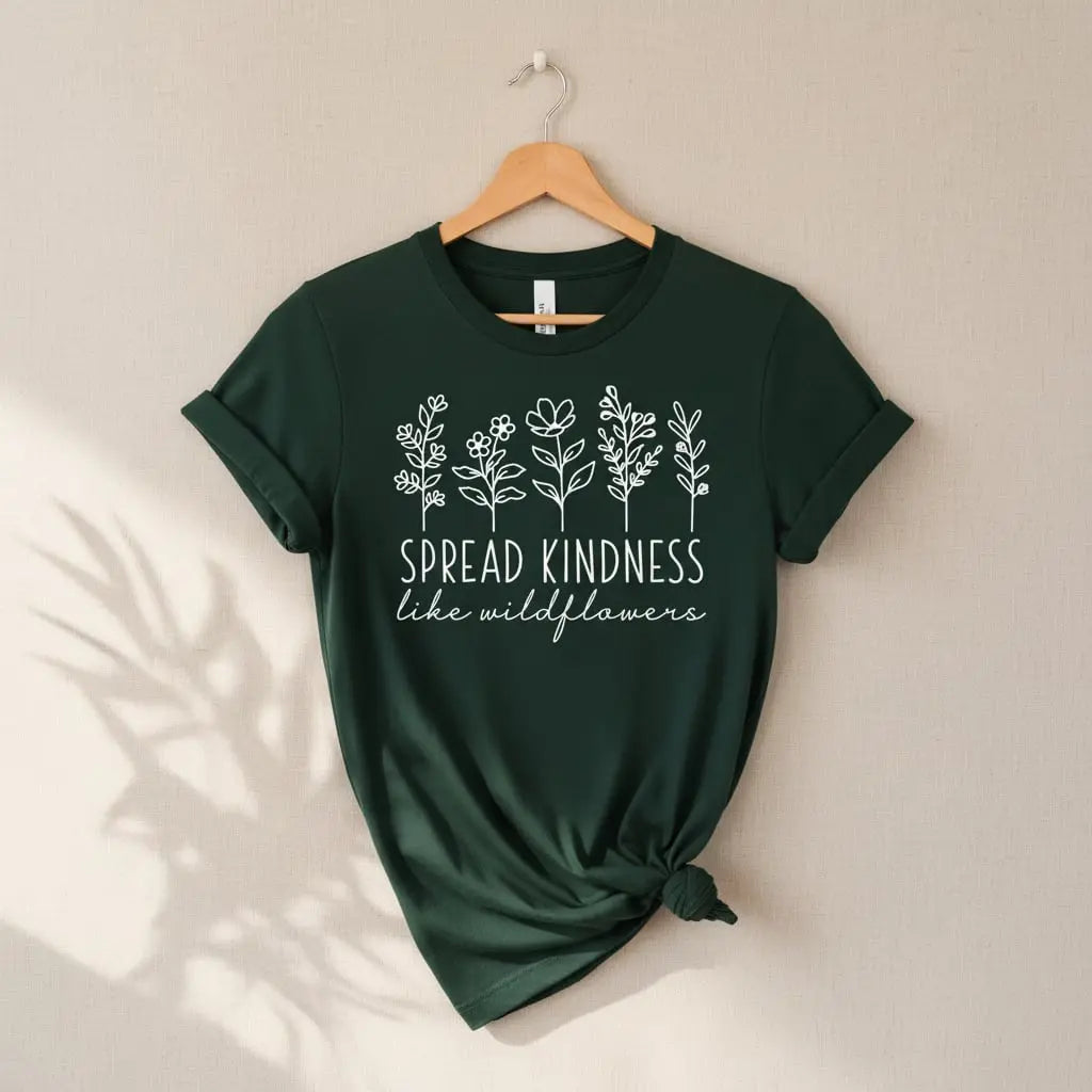 Spread Kindness Like Wildflowers T-Shirt Ethical Earth Store