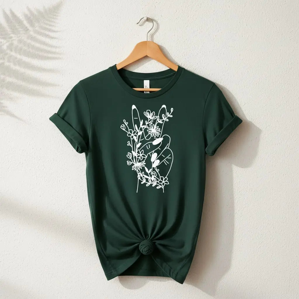 Wildflower Peace Sign T-Shirt Ethical Earth Store
