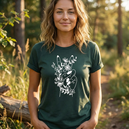 Wildflower Peace Sign T-Shirt Ethical Earth Store