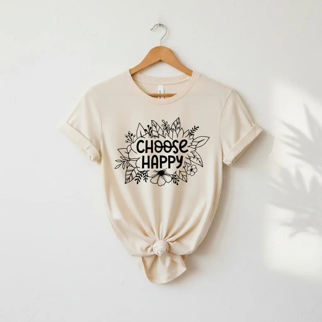 Choose Happy Floral T-Shirt Ethical Earth Store