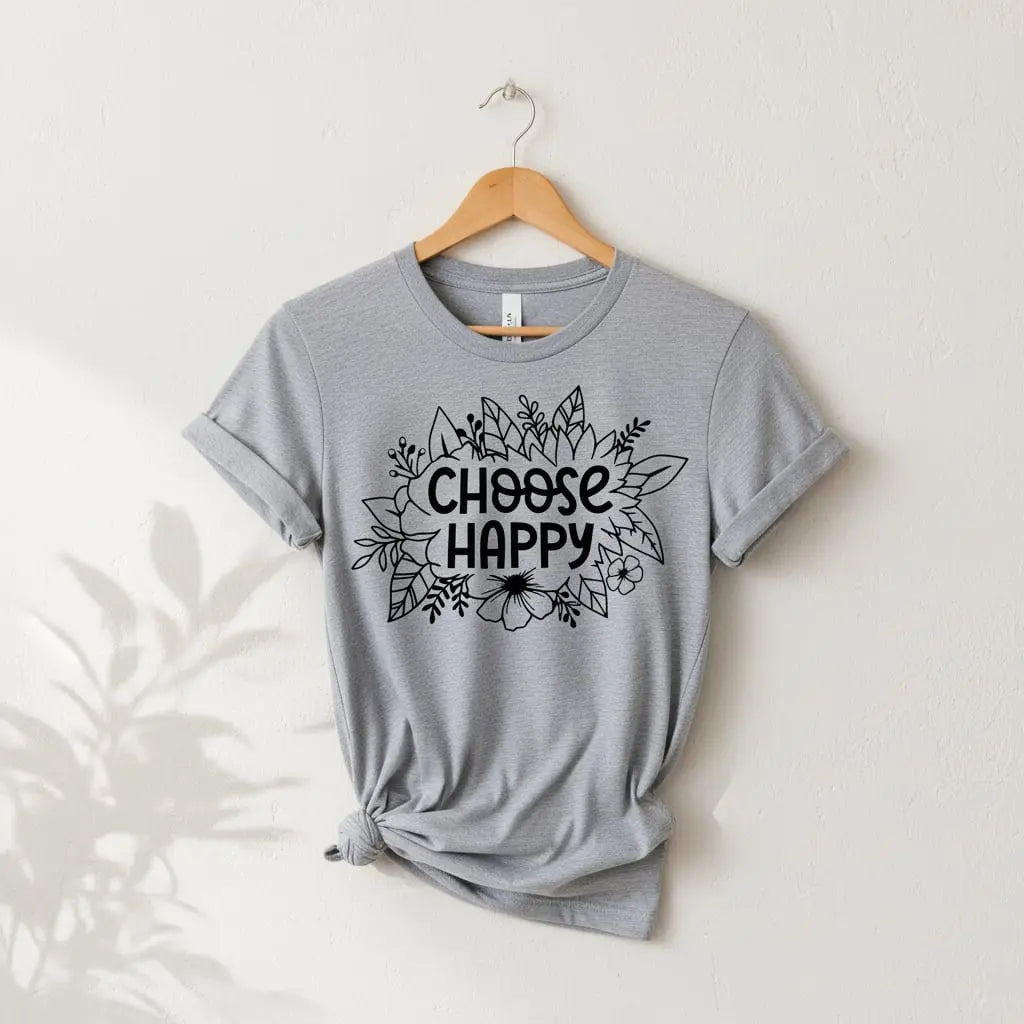 Choose Happy Floral T-Shirt Ethical Earth Store