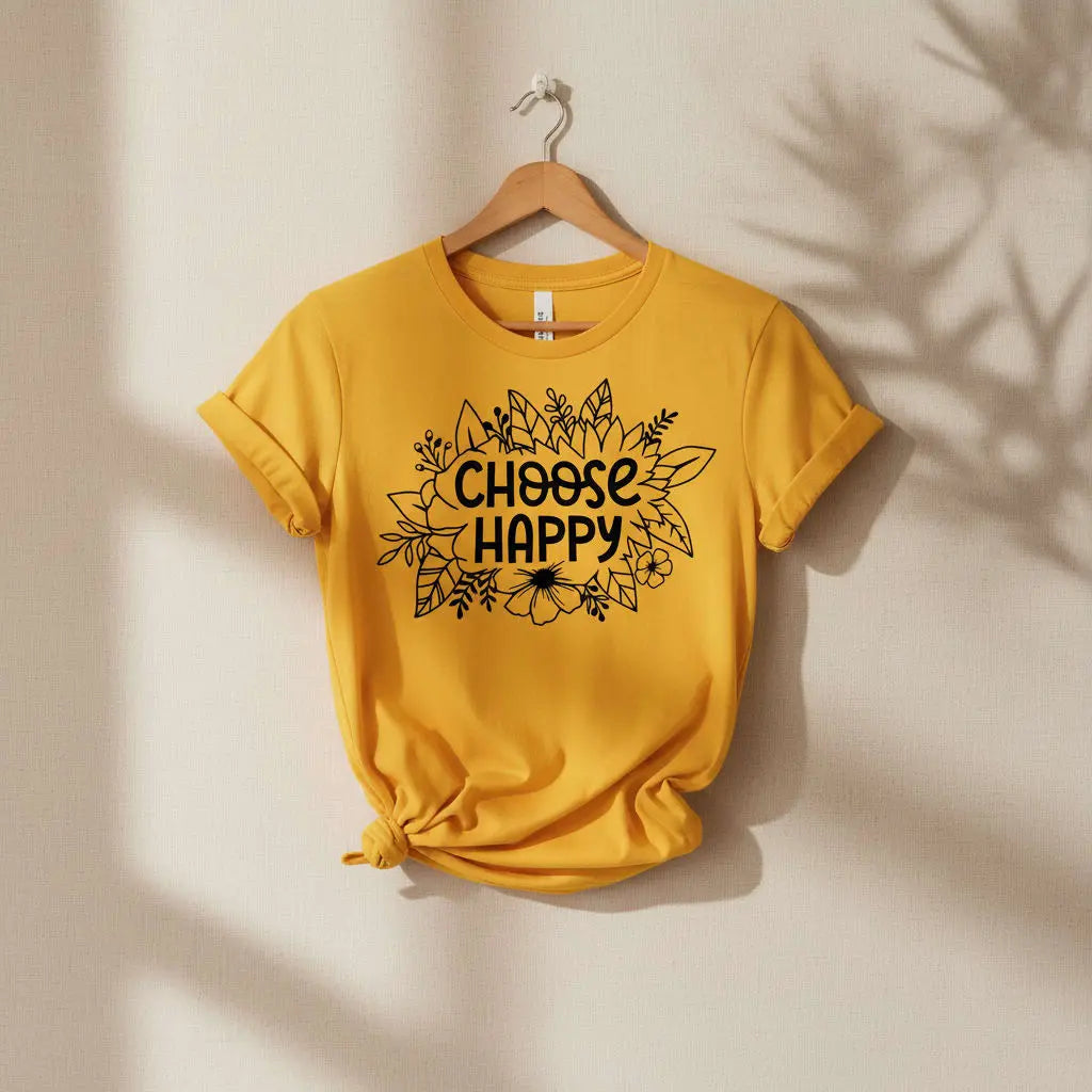 Choose Happy Floral T-Shirt Ethical Earth Store