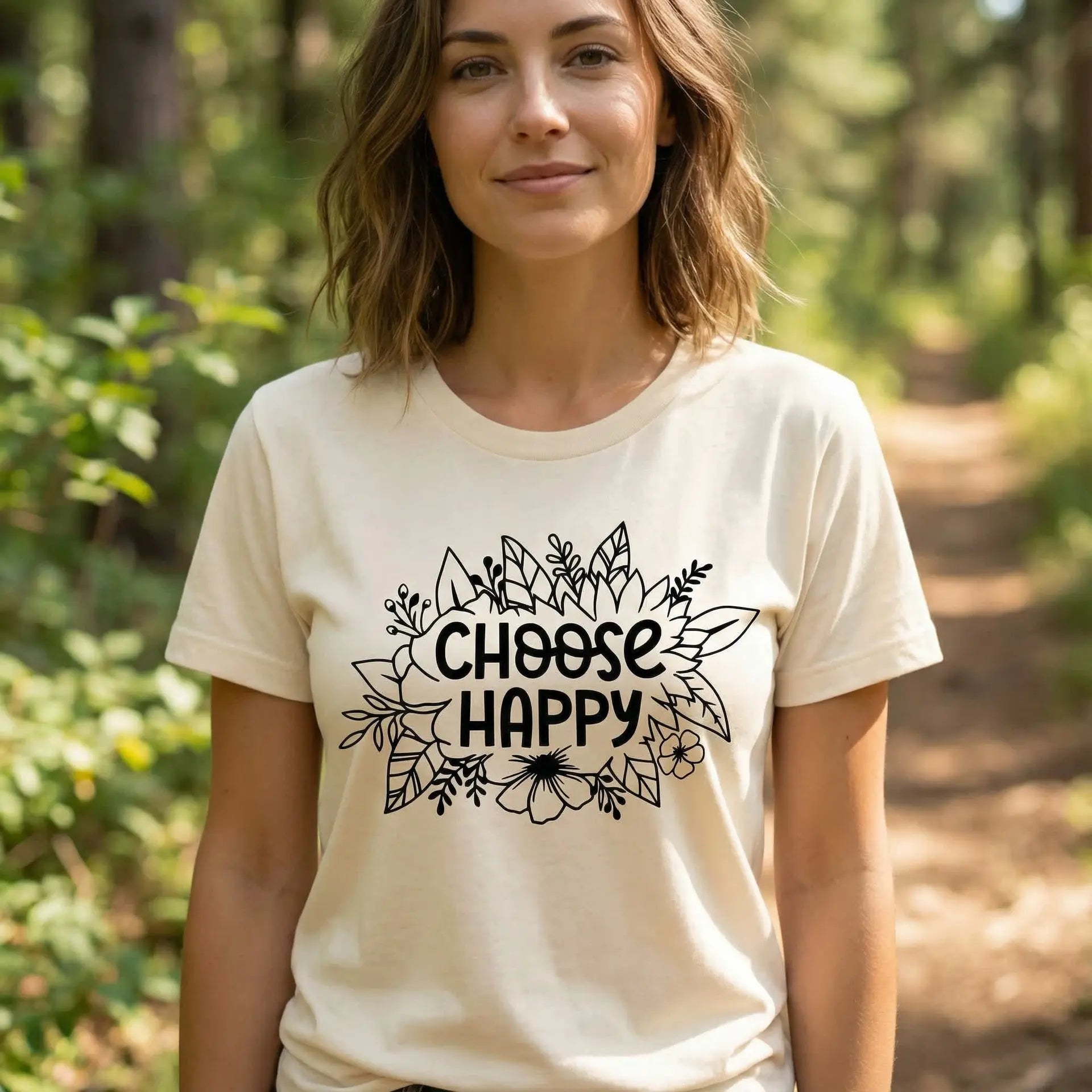 Choose Happy Floral T-Shirt Ethical Earth Store