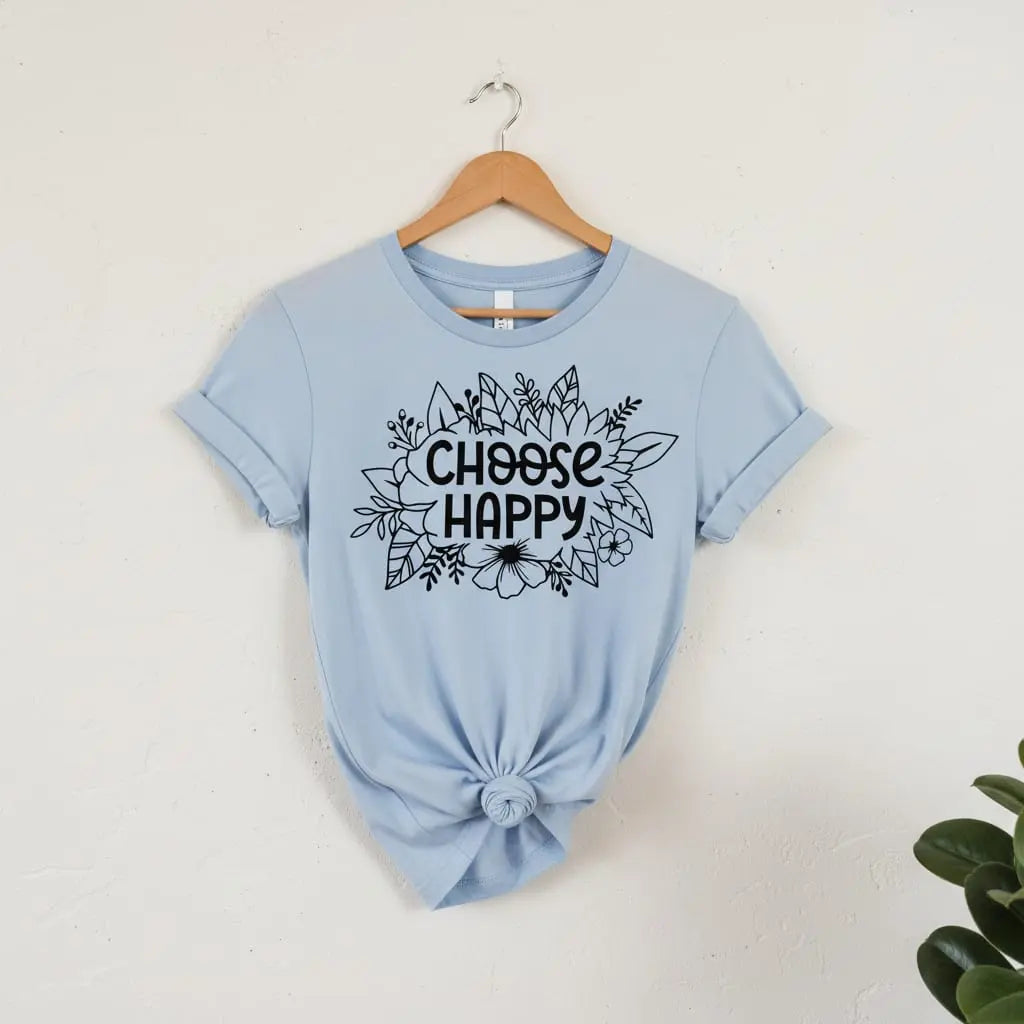 Choose Happy Floral T-Shirt Ethical Earth Store