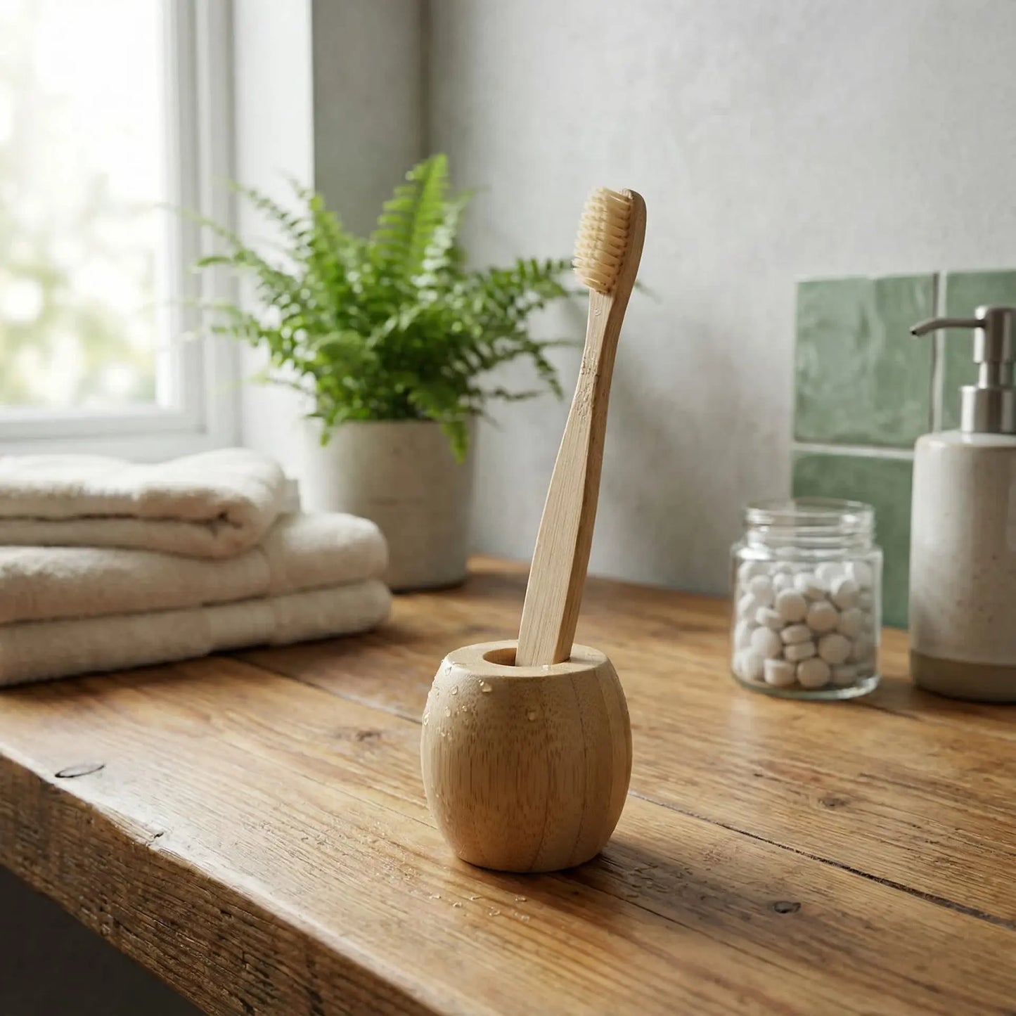 Natural Bamboo Toothbrush Stand
